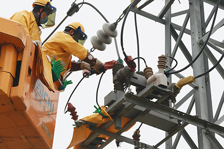 連云港東?？h供電公司帶電作業班及時排除用電故障
